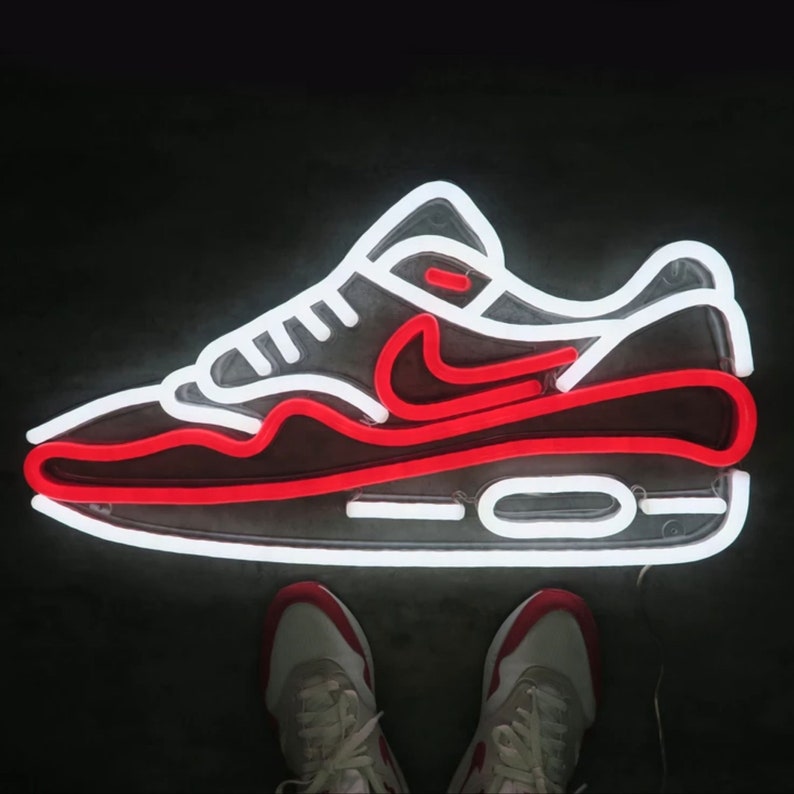 Neon LED Sneakers air max 1 blanc et rouge 