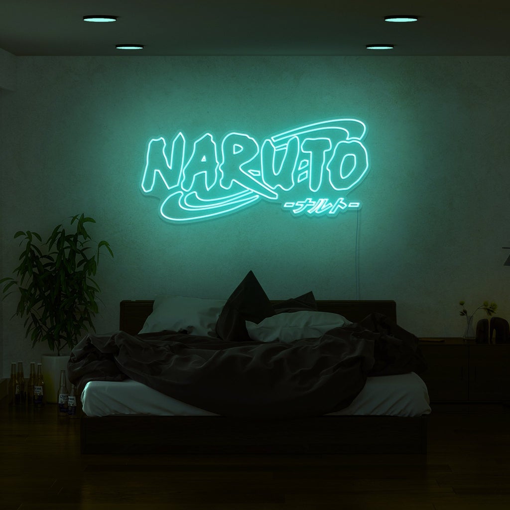 Néon mural à LED bleu clair Naruto