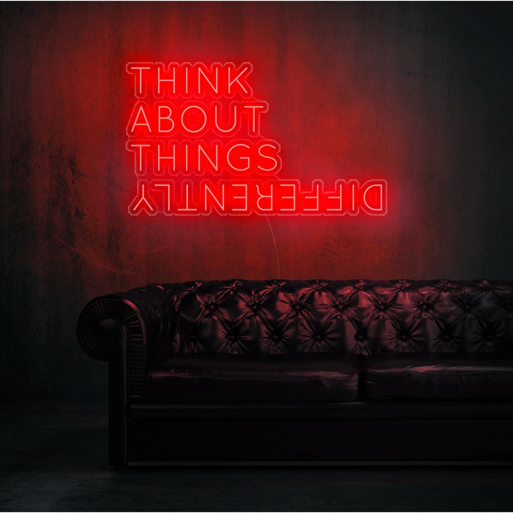 Néon rouge à LED "Think about things differently"