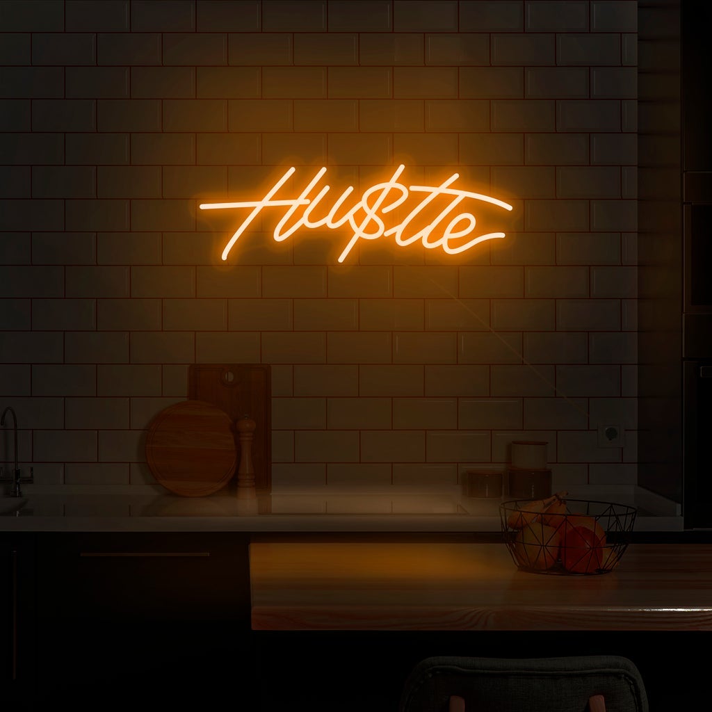 Néon LED orange "Hustle"