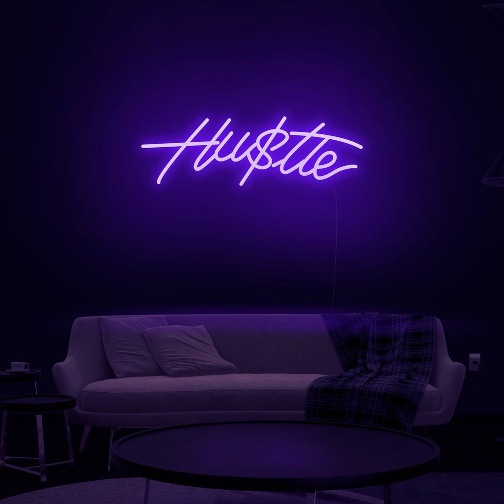 Néon LED mural violet "Hustle"