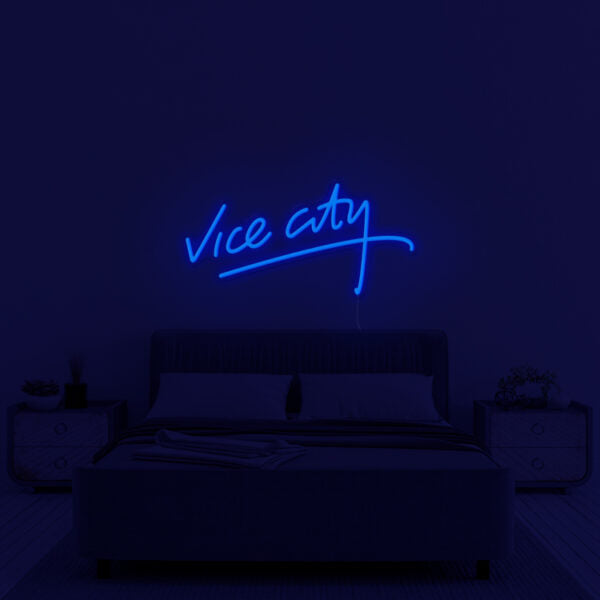 Néon mural LED bleu foncé "Vice City"