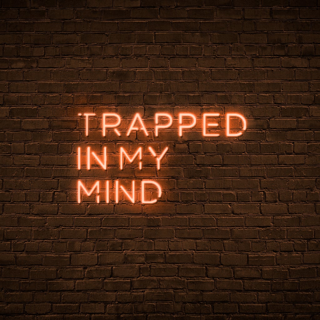 Néon LED orange "Trapped in my mind"