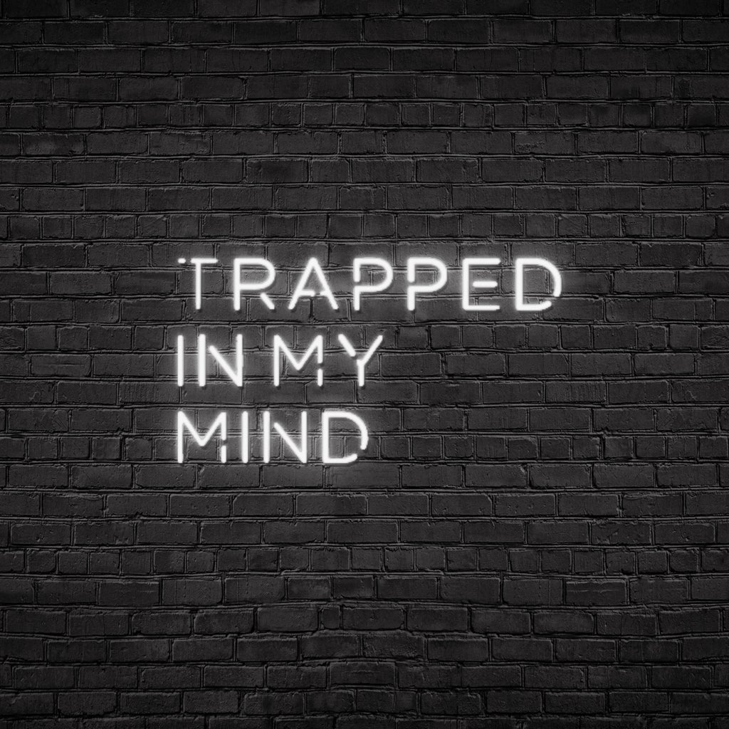 Néon LED blanc "Trapped in my mind"