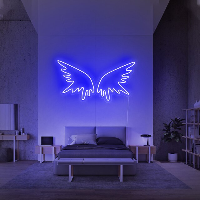 Neon LED mural bleu idéal pour une chambre
