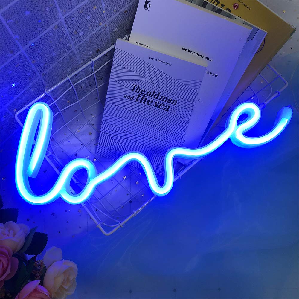 Néon LED bleu avec inscription "Love"