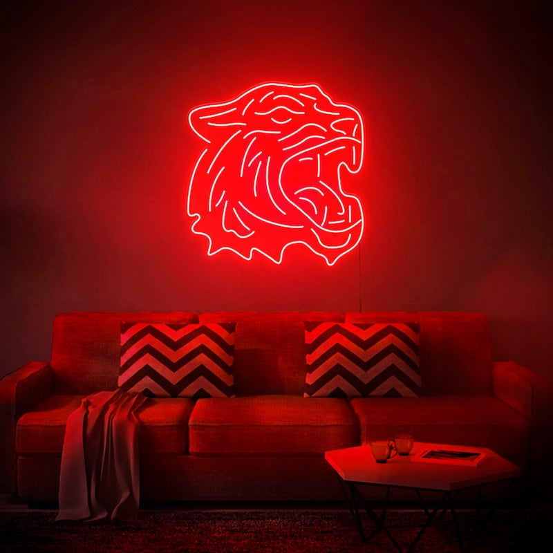 Néon LED rouge avec design Tigre