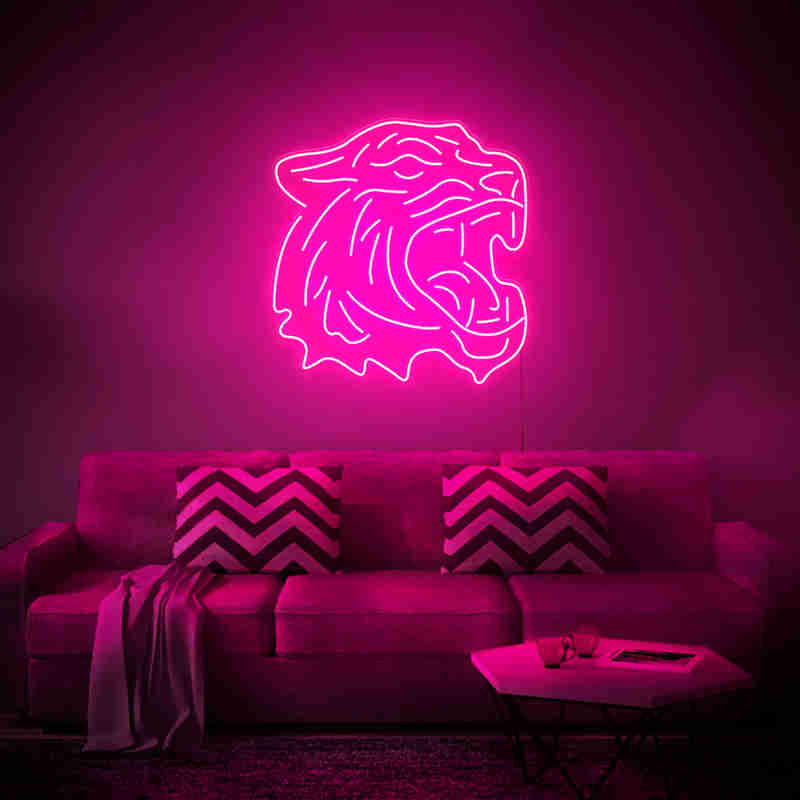 Néon LED rose avec design Tigre