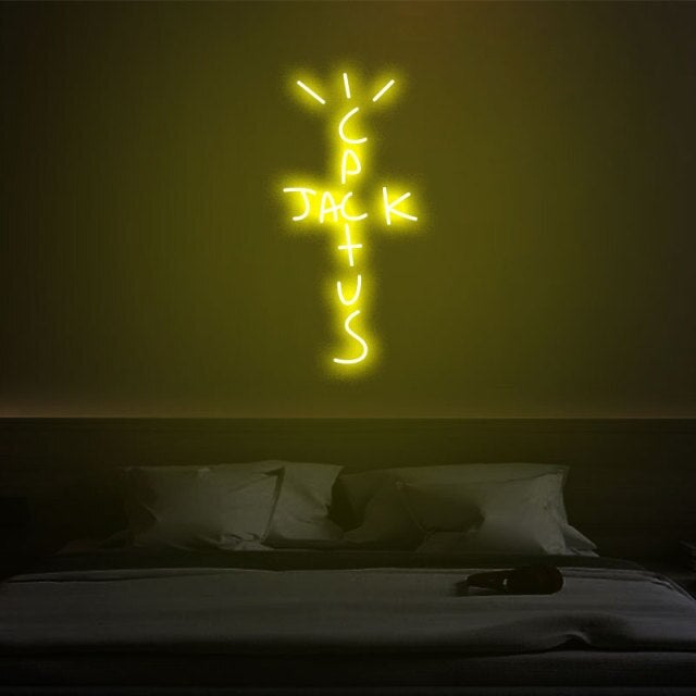 Néon LED jaune "Cactus Jack" pour chambre