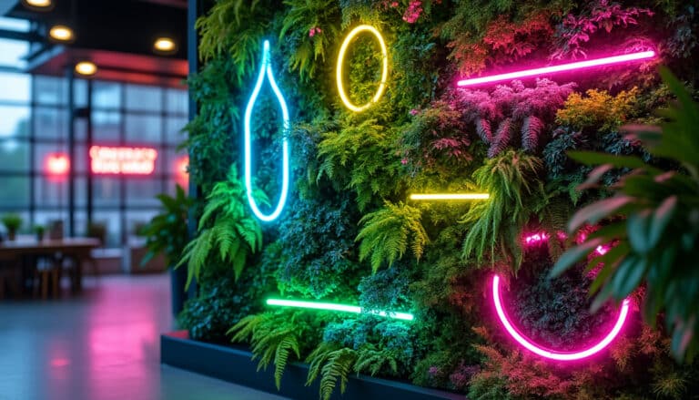 découvrez comment le mur végétal avec néon allie harmonieusement nature et modernité pour sublimer vos espaces intérieurs. idéal pour une décoration tendance, ce duo apporte fraîcheur et ambiance lumineuse unique à votre décoration.